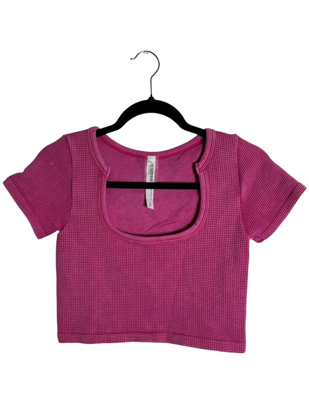 AS Revival Waffle Knit Square Neck Crop Top Pink L/XL